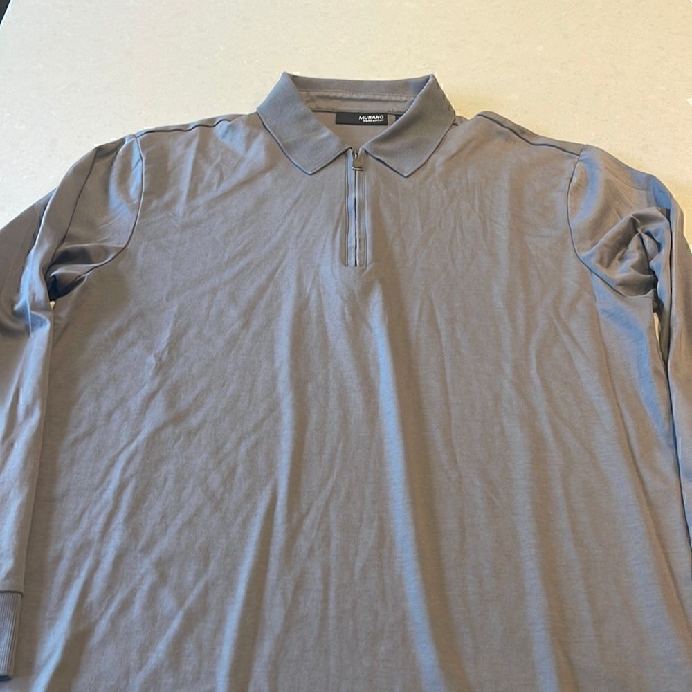 Murano liquid cottons mens size large long sleeve polo fabric is amazing nice.